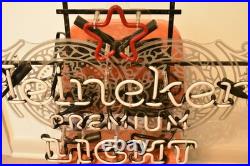 Vintage Heineken Premium Light Beer Neon Bar Sign With Red Star 28X17, Refurb