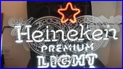 Vintage Heineken Premium Light Beer Neon Bar Sign With Red Star 28X17, Refurb