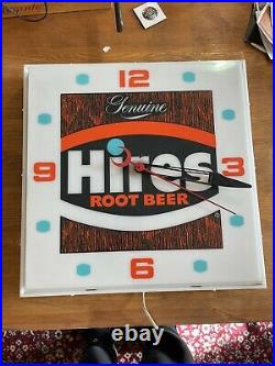 Vintage Hires Root Beer Soda Advertising Clock Light Sign Plastic Neon Products