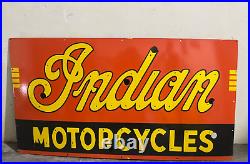 Vintage Indian Motorcycles Gas & Oil Porcelain Enamel Neon Sign SSPN 47x25