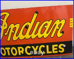 Vintage Indian Motorcycles Gas & Oil Porcelain Enamel Neon Sign SSPN 47x25