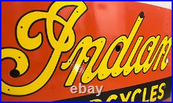 Vintage Indian Motorcycles Gas & Oil Porcelain Enamel Neon Sign SSPN 47x25