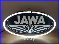 Vintage JAWA MOTO White & Black Neon Sign