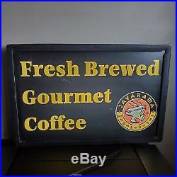 Vintage Javarama Fresh Brewed Gourmet Coffee LED Light Up Sign 23.5x15.5x5