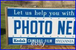 Vintage Kodak Camera Lighted Sign and Clock Photo Store Display by Neon Products