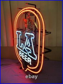 Vintage LARGE Anheuser-Busch LA Beer Lighted Neon Bar Sign France WORKS GREAT