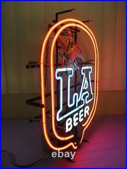 Vintage LARGE Anheuser-Busch LA Beer Lighted Neon Bar Sign France WORKS GREAT