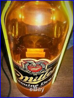 Vintage Large Miller Genuine Draft bottle neon beer bar sign light working