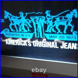 Vintage Levi's Store Display Sign Blue Neon Light 31cm × 38cm