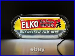 Vintage Lighted Elko Advertising Sign Film Photography Antique Neon