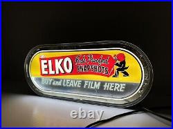 Vintage Lighted Elko Advertising Sign Film Photography Antique Neon