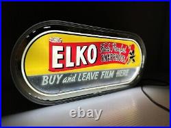 Vintage Lighted Elko Advertising Sign Film Photography Antique Neon