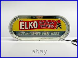 Vintage Lighted Elko Advertising Sign Film Photography Antique Neon