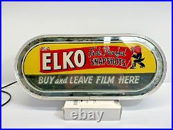 Vintage Lighted Elko Advertising Sign Film Photography Antique Neon