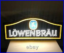 Vintage Lowenbrau Neon Lighted Beer Sign Double Sided 31x14 Made In USA