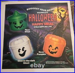 Vintage McDonald's Halloween Neon Pail Happy Meal Translite Advertising Sign 22