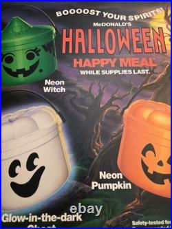Vintage McDonald's Halloween Neon Pail Happy Meal Translite Advertising Sign 22