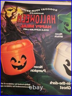 Vintage McDonald's Halloween Neon Pail Happy Meal Translite Advertising Sign 22