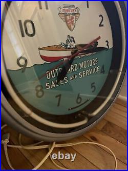 Vintage Mercury Outboard Motors Dealers Ship Neon Clock