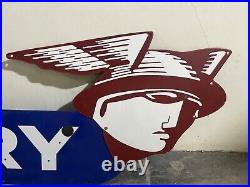 Vintage Mercury with Face Gas & Oil Neon Porcelain Enamel Sign SSPN 66x17