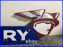 Vintage Mercury with Face Gas & Oil Neon Porcelain Enamel Sign SSPN 66x17