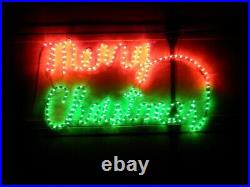 Vintage Merry Christmas Decoration Yard Art Sign Outdoor Neon Rope Light Display