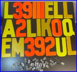 Vintage Metal Neon Marquee Sign Letter & Number Lot Of 23 7.5 With Clips
