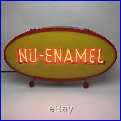 Vintage Mid Century Sheet Metal Neon Enamel Advertising Sign Industrial 70cm