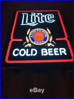 Vintage Miller Beer Lighted Sign Neo Neon Style Man Cave Beer Bar