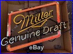 Vintage Miller Genuine Draft 31x24 3-Color Neon Bar Beer Sign In Original Box