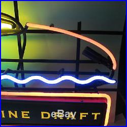Vintage Miller Genuine Draft Beer Neon Lit Bar Sign Fly Fisherman 5 Colors