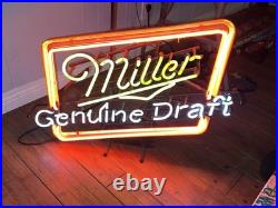 Vintage Miller Genuine Draft Beer Real Tube Neon Sign Display Light Vintage Miller Genuine Draft Beer Real Tube Neon Sign Display Light