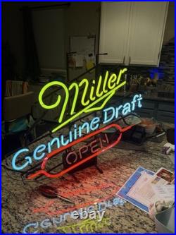 Vintage Miller Genuine Draft Beer Real Tube Neon Sign Display Working