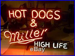 Vintage Miller High Life Beer Hot Dog Neon Sign Rare / Original
