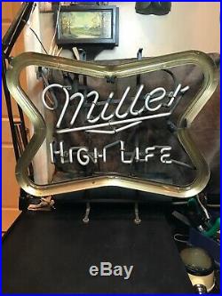 Vintage Miller High Life Flashing Neon Sign WithOriginal Neon 1970s. 22x6 1/2x19