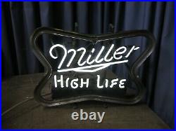 Vintage Miller High Life Neon Sign Bar Beer Rare Style 19 Lbs To Restore As Is