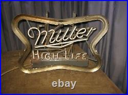 Vintage Miller High Life Neon Sign Bar Beer Rare Style 19 Lbs To Restore As Is
