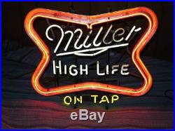 Vintage Miller High Life On Tap Neon Bar Beer Window Light Sign Pub Saloon Club