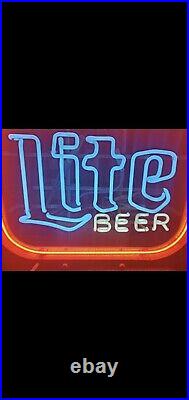 Vintage Miller LITE BEER Neon Sign 1970s rare bar mancave pub old worjs GREAT