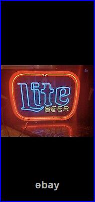 Vintage Miller LITE BEER Neon Sign 1970s rare bar mancave pub old worjs GREAT