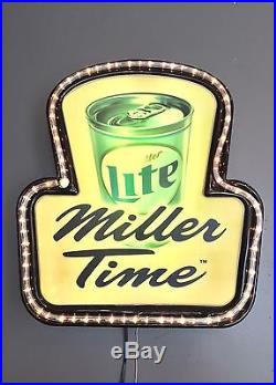 Vintage Miller Light Miller Time Beer Can Bar Sign Lighted Marquee Flashing Vintage Miller Light Miller Time Beer Can Bar Sign Lighted Marquee Flashing