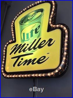 Vintage Miller Light Miller Time Beer Can Bar Sign Lighted Marquee Flashing Vintage Miller Light Miller Time Beer Can Bar Sign Lighted Marquee Flashing