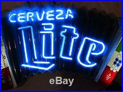 Vintage Miller Lite Beer Cerveza Neon Tejano Accordion Light Advertising Sign