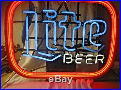 Vintage Miller Lite Beer Neon Light Sign 20 x 16 inches==3 color, 1983
