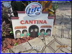 Vintage Miller Lite Beer Tin Cantina Sign Man Cave Beautiful Condition