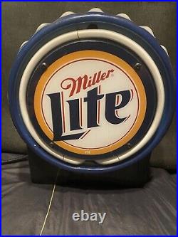 Vintage Miller Lite Bottle Cap Logo Neon Beer Sign 12x10 Works