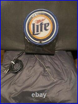 Vintage Miller Lite Bottle Cap Logo Neon Beer Sign 12x10 Works