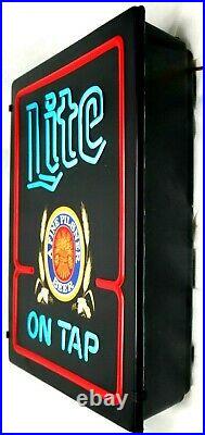 Vintage Miller Lite Cold Beer Neo-neon Bar Sign Light Plastic 20x15x5 Excellent
