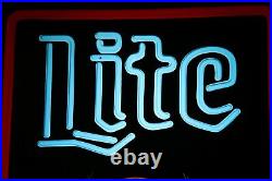 Vintage Miller Lite Cold Beer Neo-neon Bar Sign Light Plastic 20x15x5 Excellent