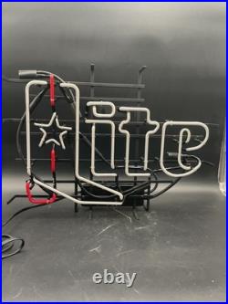 Vintage Miller Lite Cowboy Boot Glass Neon Beer Sign 25 x 19 Working